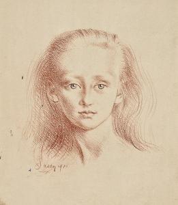 Edward Hill Lacey - Head Portrait Of A Young Girl