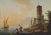 LACROIX DE MARSEILLE Charles-Francois Couple De Pêcheurs Sur Un Rivage Au Soleil Couchant LACROIX DE MARSEILLE Charles-Francois Couple De Pêcheurs Sur Un Rivage Au Soleil Couchant