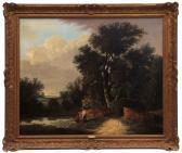 LADBROOKE Henry River Landscape With Two Figures By A Bridge LADBROOKE Henry River Landscape With Two Figures By A Bridge