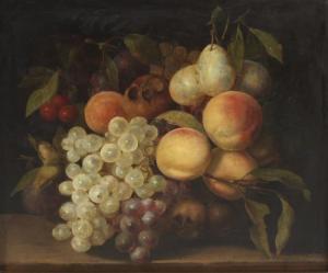 George Lance - Still Life With Peaches And Grapes
