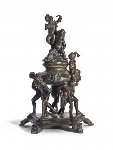 Landini Taddeo - Inkwell Supported By Male Figures Representing The Stages Of Life