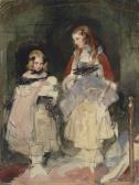 landseer edwin henry Double Portrait Of The Hons Mary Isabella And Cecile Katherine Carington, Unfinished landseer edwin henry Double Portrait Of The Hons Mary Isabella And Cecile Katherine Carington, Unfinished