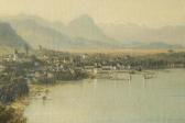 LANGE Julius Bodensee-landschaft Mit Stadt Und Alpen-panorama LANGE Julius Bodensee-landschaft Mit Stadt Und Alpen-panorama