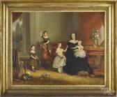 LANGLEY Charles Dickinson Interior Scene With A Mother And Four Children LANGLEY Charles Dickinson Interior Scene With A Mother And Four Children