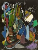 LANSKOY Andre Composition Sur Fond Noir LANSKOY Andre Composition Sur Fond Noir