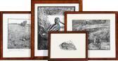 LARSEN Johannes A Snipe, A Hare And Two Outdoor Sceneries LARSEN Johannes A Snipe, A Hare And Two Outdoor Sceneries