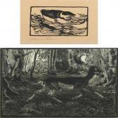 LARSEN Johannes Fallow Deer In Forest Scenery And Razorbill LARSEN Johannes Fallow Deer In Forest Scenery And Razorbill