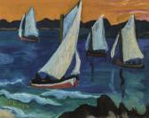LAUBSER Maggie Seascape With Four Boats (recto), Portrait Of Arnold Balwe (verso) LAUBSER Maggie Seascape With Four Boats (recto), Portrait Of Arnold Balwe (verso)