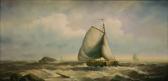 LAURENT Jean Michel Coastal Views With Sailing Vessels On Choppy Waters Near Rock Formations LAURENT Jean Michel Coastal Views With Sailing Vessels On Choppy Waters Near Rock Formations