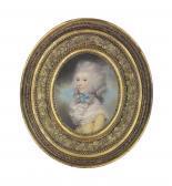 LAWRENCE Thomas Portrait Of A Lady, Half-length, In A Yellow Dress With Blue Ribbons LAWRENCE Thomas Portrait Of A Lady, Half-length, In A Yellow Dress With Blue Ribbons