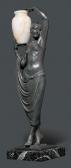 LE FAGUAYS Pierre Female Water Bearer With Beige Marble Vase LE FAGUAYS Pierre Female Water Bearer With Beige Marble Vase