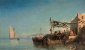LE POITTEVIN Eugene Modeste E. Dining On The Bay, Vesuvius Beyond LE POITTEVIN Eugene Modeste E. Dining On The Bay, Vesuvius Beyond