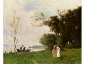 LECLERC Gérard Unterlandschaft Mit Bäumen Undfigurenstaffage LECLERC Gérard Unterlandschaft Mit Bäumen Undfigurenstaffage
