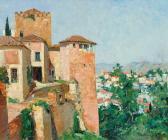 LECOMTE Paul Emile Blick Von Burghügel Auf Eine Stadt An Einem Sonnigen Tag LECOMTE Paul Emile Blick Von Burghügel Auf Eine Stadt An Einem Sonnigen Tag