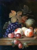 LEE Nancy A Still Life With Grapes, Plums And Peaches On A Marble Ledge LEE Nancy A Still Life With Grapes, Plums And Peaches On A Marble Ledge