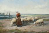 LEEMPUTTEN van Jef Louis A Shepherdess With Her Flock LEEMPUTTEN van Jef Louis A Shepherdess With Her Flock