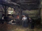 LEEMPUTTEN van Jef Louis Figures And Cattle In A Stable LEEMPUTTEN van Jef Louis Figures And Cattle In A Stable