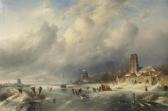 LEICKERT Charles Henri Joseph A Winterlandscape With Figures Gathered Around A 'koek-en-zopie' Near A Windmill, A Village In The Distance LEICKERT Charles Henri Joseph A Winterlandscape With Figures Gathered Around A 'koek-en-zopie' Near A Windmill, A Village In The Distance