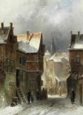 LEICKERT Charles Henri Joseph Figures Gathering In A Snowy Street LEICKERT Charles Henri Joseph Figures Gathering In A Snowy Street