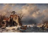 LEICKERT Charles Henri Joseph Winterlandschaft Mit Verschneitem Torgebäude LEICKERT Charles Henri Joseph Winterlandschaft Mit Verschneitem Torgebäude