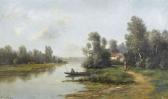 LELEUX Adolphe Flussuferpartie Mit Figurenstaffage LELEUX Adolphe Flussuferpartie Mit Figurenstaffage