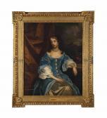 LELY Pieter Portrait Of The Hon. Mrs Grimston, Afterwards Lady Elizabeth Grimston, In A Blue Dress, Resting Her Left Arm On A Pedestal LELY Pieter Portrait Of The Hon. Mrs Grimston, Afterwards Lady Elizabeth Grimston, In A Blue Dress, Resting Her Left Arm On A Pedestal