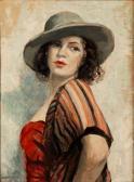 LEMAIRE Madeleine Jeanne Portrait Einer Dame Mit Hut LEMAIRE Madeleine Jeanne Portrait Einer Dame Mit Hut