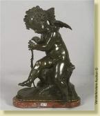 LEMIRE Charles Gab. Sauvage Angelot À L'arc En Bronze À Patine Brune. Signé Lemire.ecole Française. Fonte Postérieure. H. (hors Socle En Marbrerouge): 40 Cm LEMIRE Charles Gab. Sauvage Angelot À L'arc En Bronze À Patine Brune. Signé Lemire.ecole Française. Fonte Postérieure. H. (hors Socle En Marbrerouge): 40 Cm