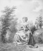 LEMOINE Jacques Antoine M. Portrait Of Elisabeth-louise Vigée-lebrun Reading A Letter Seated In A Garden LEMOINE Jacques Antoine M. Portrait Of Elisabeth-louise Vigée-lebrun Reading A Letter Seated In A Garden