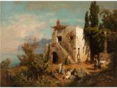 LEU August Wilhelm südländische Landschaft Mit Mauerturm Über Einer Meeresbucht LEU August Wilhelm südländische Landschaft Mit Mauerturm Über Einer Meeresbucht