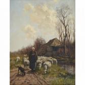 LEURS Johannes Karel Shepherdess Leading Sheep LEURS Johannes Karel Shepherdess Leading Sheep