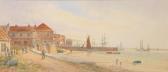 LEWIS Esther Panoramic View Of A Coastal Resort With Ships LEWIS Esther Panoramic View Of A Coastal Resort With Ships