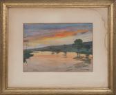 LIE Jonas Sunset Over A River Landscape LIE Jonas Sunset Over A River Landscape
