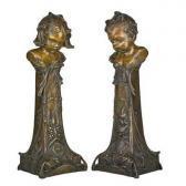 LINDER Henry Boy And Girl Andirons LINDER Henry Boy And Girl Andirons