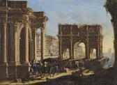 LINGELBACH Johannes Capriccio Architettonico Costiero Con Un Portale Di Ordine Corinzio LINGELBACH Johannes Capriccio Architettonico Costiero Con Un Portale Di Ordine Corinzio