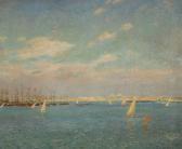 LINSON Corwin Knapp Seascape With Harbor And City In The Distance LINSON Corwin Knapp Seascape With Harbor And City In The Distance