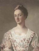 LIOTARD Jean Etienne Portrait Of A Young Lady, Bust-length, In A Pink Dress Decorated With Rosettes LIOTARD Jean Etienne Portrait Of A Young Lady, Bust-length, In A Pink Dress Decorated With Rosettes
