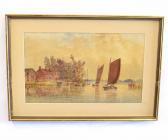 LITTLEWOOD Edward River Scene With Wherries By A Cottage LITTLEWOOD Edward River Scene With Wherries By A Cottage