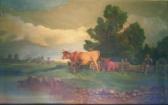 LOOMIS Romie Drover And Cows On A River Bank LOOMIS Romie Drover And Cows On A River Bank