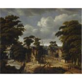 LOOTEN Jan A View Of A Village In A Forest Landscape LOOTEN Jan A View Of A Village In A Forest Landscape