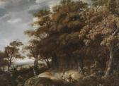 LOOTEN Jan Wooded Landscape With A Hawking Party LOOTEN Jan Wooded Landscape With A Hawking Party