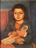 LOPEZ Enrique Portrait Of A Girl Holding Doll LOPEZ Enrique Portrait Of A Girl Holding Doll