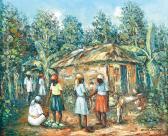 LOUIZOR ERNST Haitianische Bauern Vor Einer Hütte LOUIZOR ERNST Haitianische Bauern Vor Einer Hütte