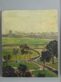 LOWERY LAWRENCE STEPHEN Landscape With Distant Football Field And Figures And Buildings Beyond LOWERY LAWRENCE STEPHEN Landscape With Distant Football Field And Figures And Buildings Beyond