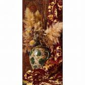 LUCCHESI Giorgio Still Life With Sunflowers In A Faience Vase And Damask Drapery LUCCHESI Giorgio Still Life With Sunflowers In A Faience Vase And Damask Drapery