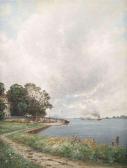 LUTTEROTH Ascan At The Lower Elbe With Landing Stage Zollenspieker. LUTTEROTH Ascan At The Lower Elbe With Landing Stage Zollenspieker.
