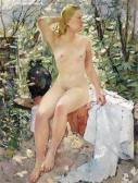 LUTZ Anton Female Nudeseated On A Garden Bench LUTZ Anton Female Nudeseated On A Garden Bench