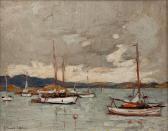 LYON Thomas Bonar Sail Boats Near Land LYON Thomas Bonar Sail Boats Near Land