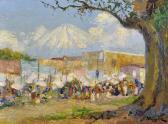 MÁRQUEZ JUDITH A Street Market With Figures By Stalls MÁRQUEZ JUDITH A Street Market With Figures By Stalls