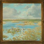 MøLLER Leo C. Landscape With Geese At A Lake MøLLER Leo C. Landscape With Geese At A Lake